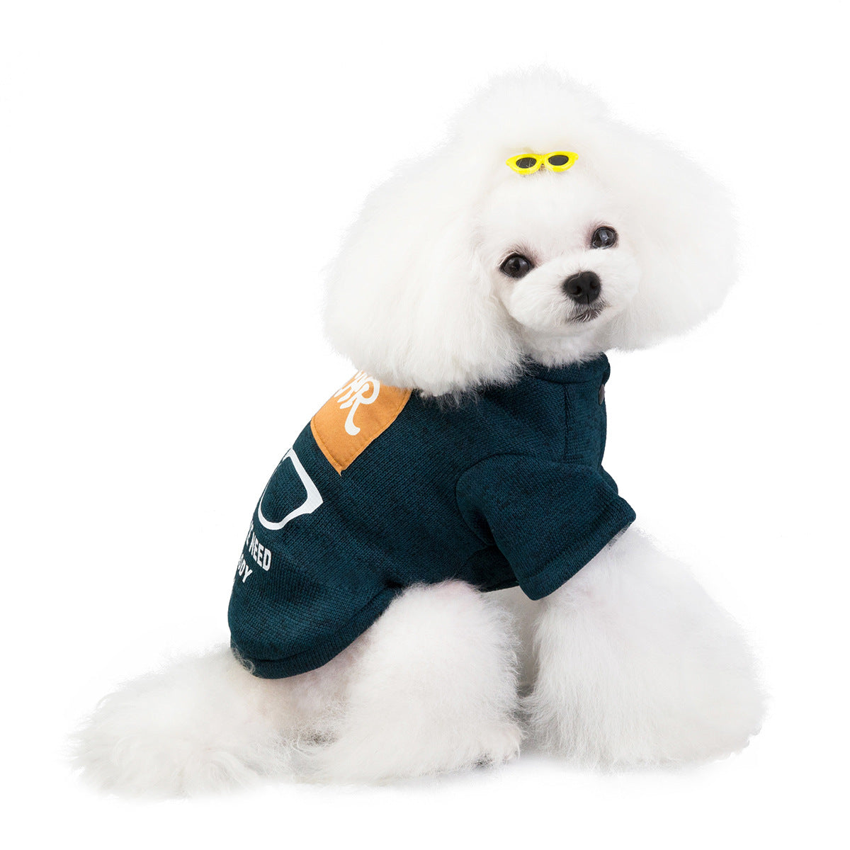 KFX-6017213 Casual Knit Sweatshirt for Pets in Green, Wine Red, and Blue - Various Sizes Available