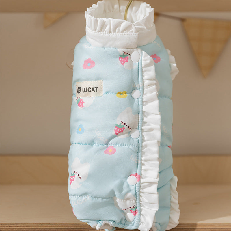 KFX-6017597 Cozy Fleece Jumpsuit for Dogs and Cats - Warm Autumn and Winter Wear with Cute Animal Patterns