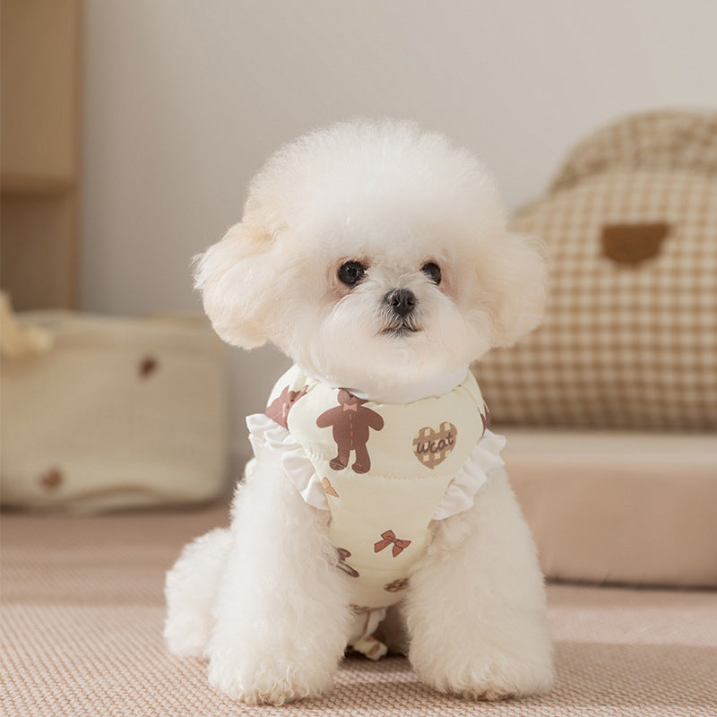 KFX-6017597 Cozy Fleece Jumpsuit for Dogs and Cats - Warm Autumn and Winter Wear with Cute Animal Patterns