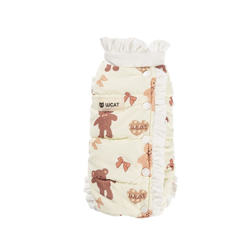 KFX-6017597 Cozy Fleece Jumpsuit for Dogs and Cats - Warm Autumn and Winter Wear with Cute Animal Patterns