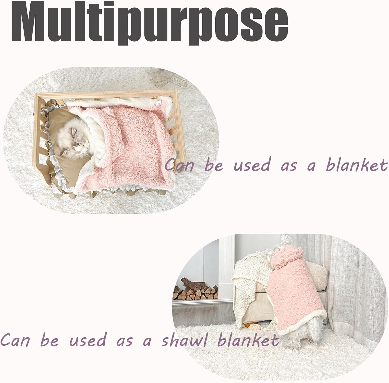 KFX-6018493 Cozy Polar Fleece Cape Blanket with Hood for Dogs and Cats