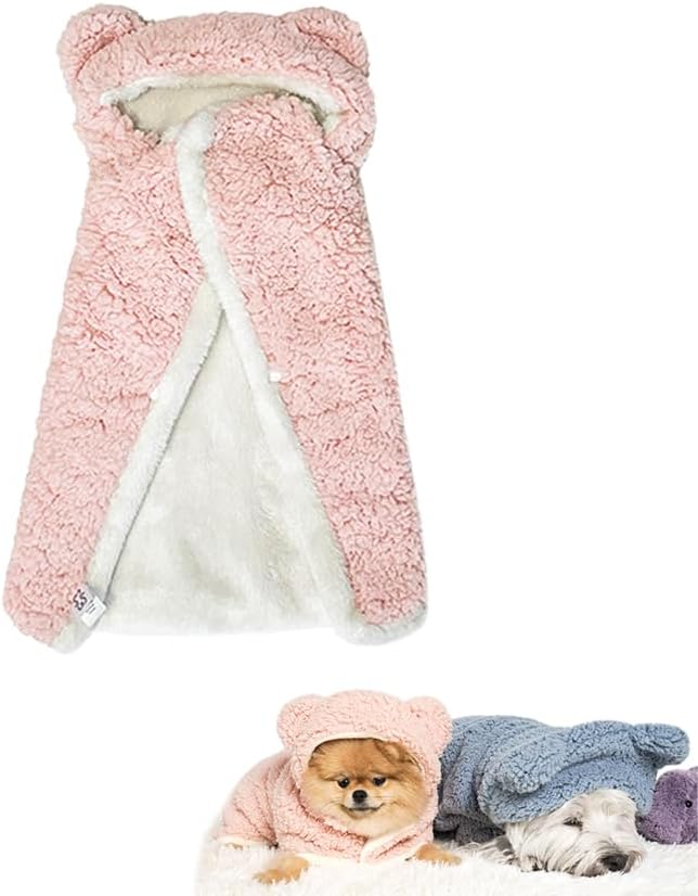 KFX-6018493 Cozy Polar Fleece Cape Blanket with Hood for Dogs and Cats