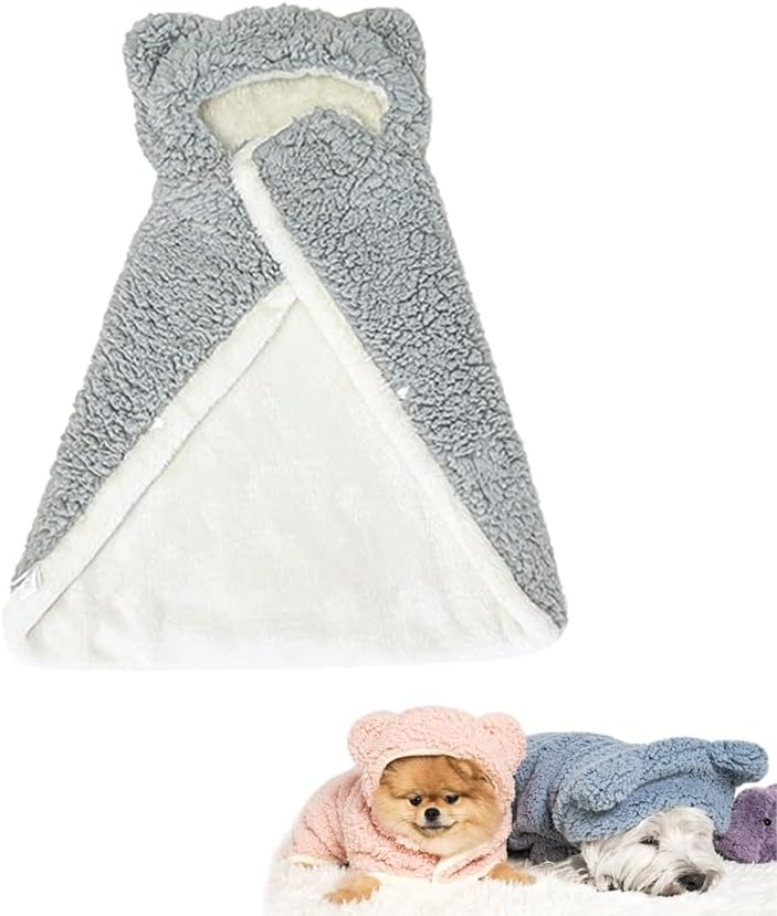 KFX-6018493 Cozy Polar Fleece Cape Blanket with Hood for Dogs and Cats
