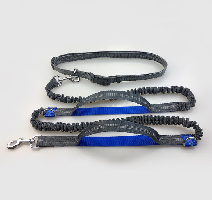 KFX-6018621 Reflective Elastic Dog Leash with Adjustable Belt and Pocket for Hands-Free Control