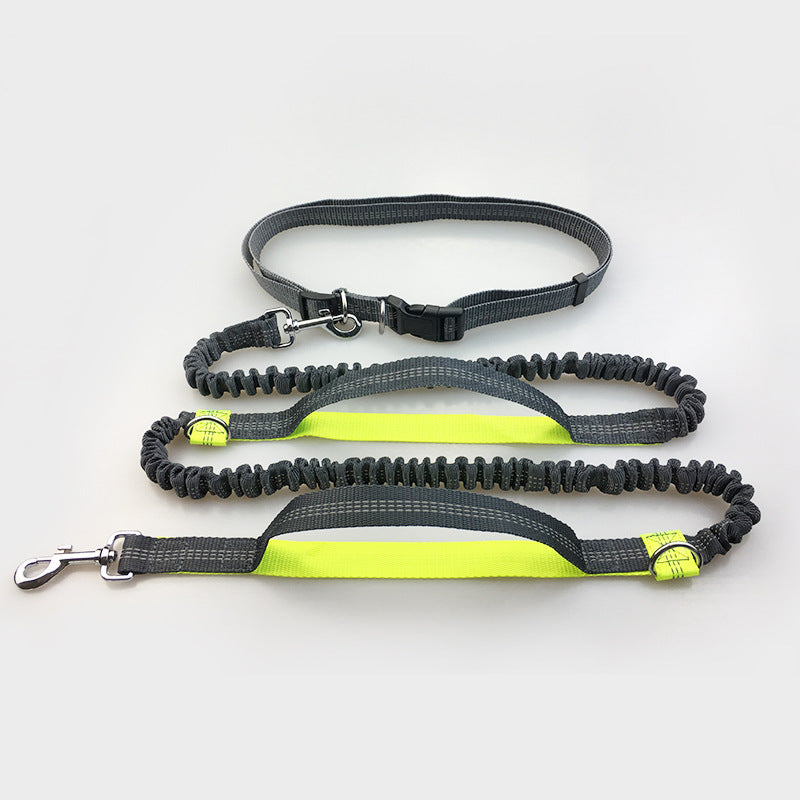KFX-6018621 Reflective Elastic Dog Leash with Adjustable Belt and Pocket for Hands-Free Control