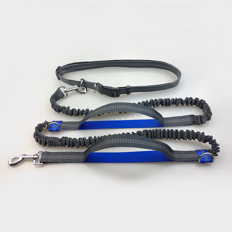KFX-6018621 Reflective Elastic Dog Leash with Adjustable Belt and Pocket for Hands-Free Control