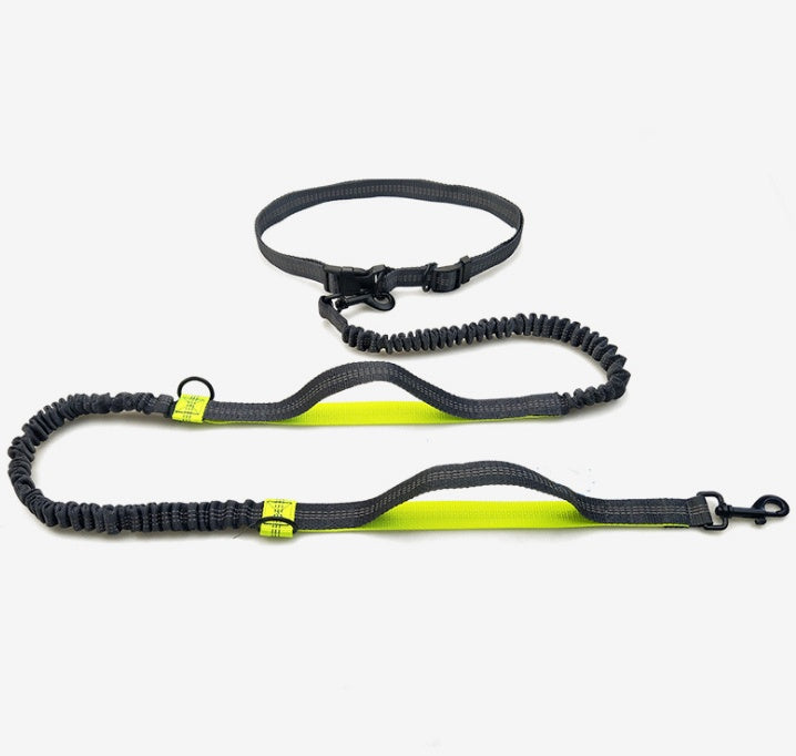 KFX-6018621 Reflective Elastic Dog Leash with Adjustable Belt and Pocket for Hands-Free Control
