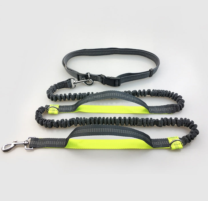 KFX-6018621 Reflective Elastic Dog Leash with Adjustable Belt and Pocket for Hands-Free Control