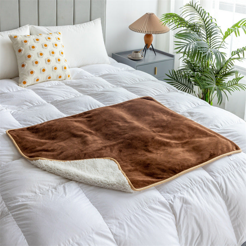 KFX-6018877 Waterproof Lambswool Pet Blanket - Available in Gray, Navy Blue, Camel, and Brown (75x100cm, 150x127cm)