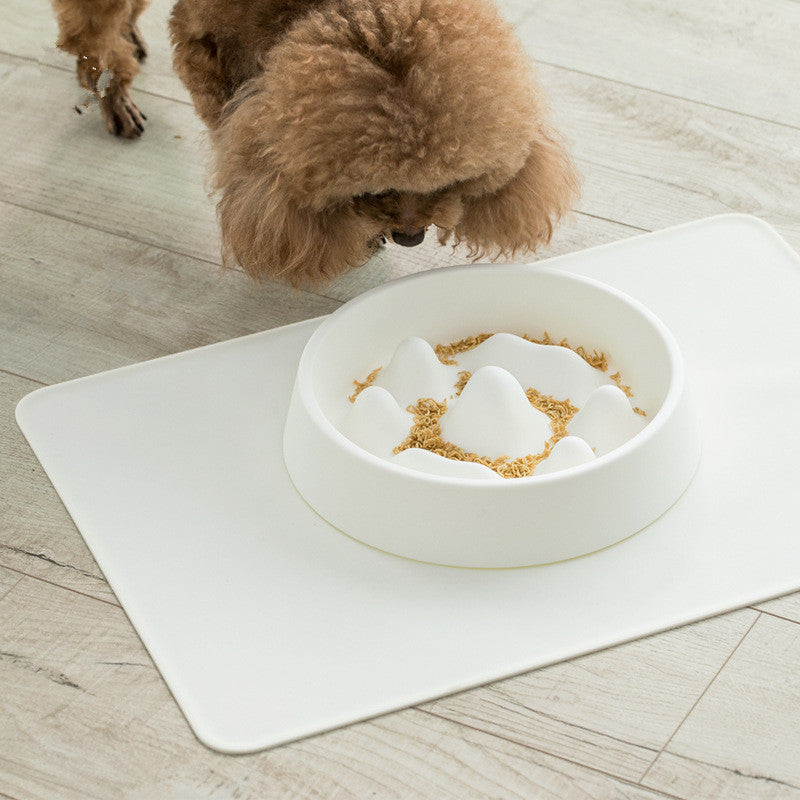 KFX-6019005 Pet Slow Feeder Bowl with Mountain Design for Controlled Eating Speed - Off-White & Blue, PP Material