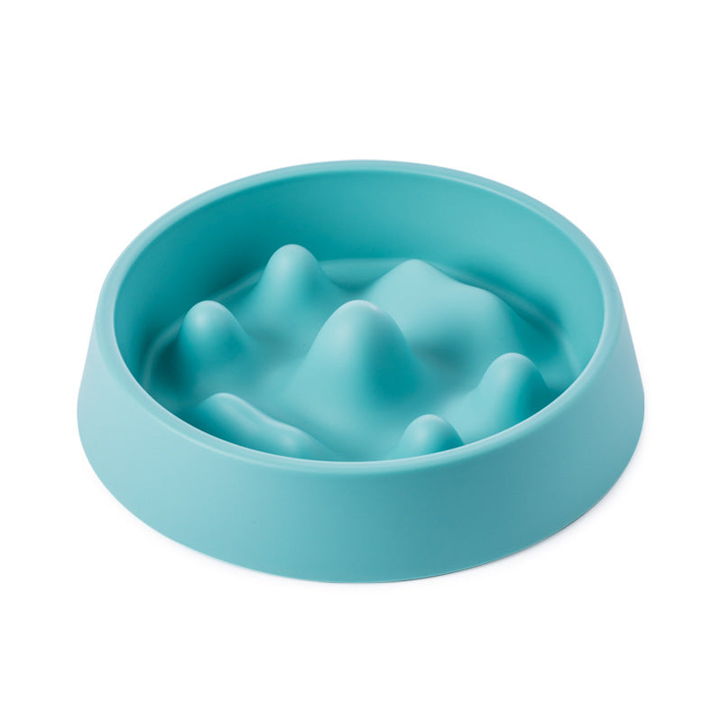 KFX-6019005 Pet Slow Feeder Bowl with Mountain Design for Controlled Eating Speed - Off-White & Blue, PP Material