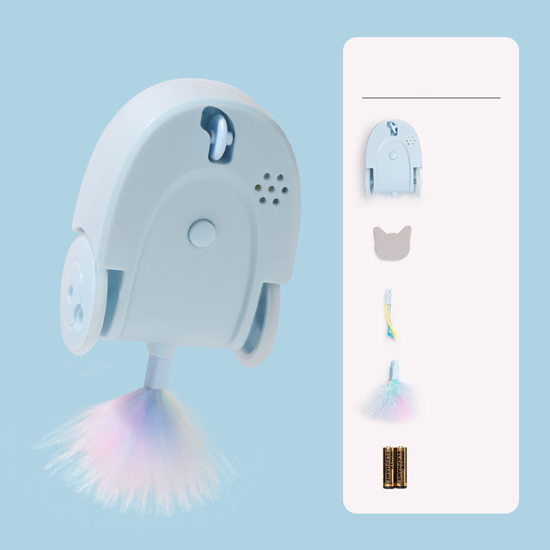 KFX-6019645 Intelligent Automatic Cat Toy with Feathers, Sound Effects, and Energy-Saving Standby