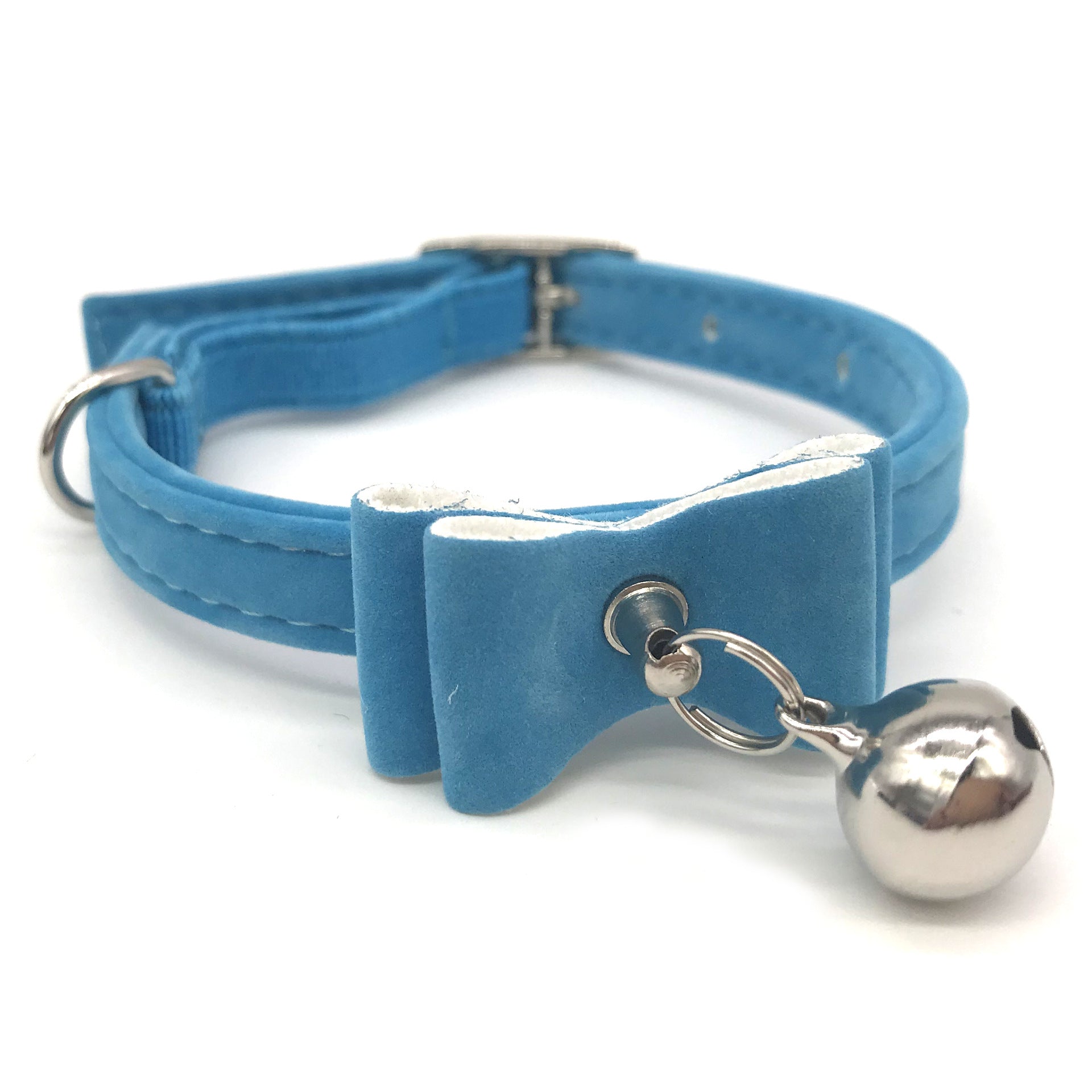 KFX-6020797 Flocked Cat Collar with Bell - Soft Flocking Cloth & Metal Button