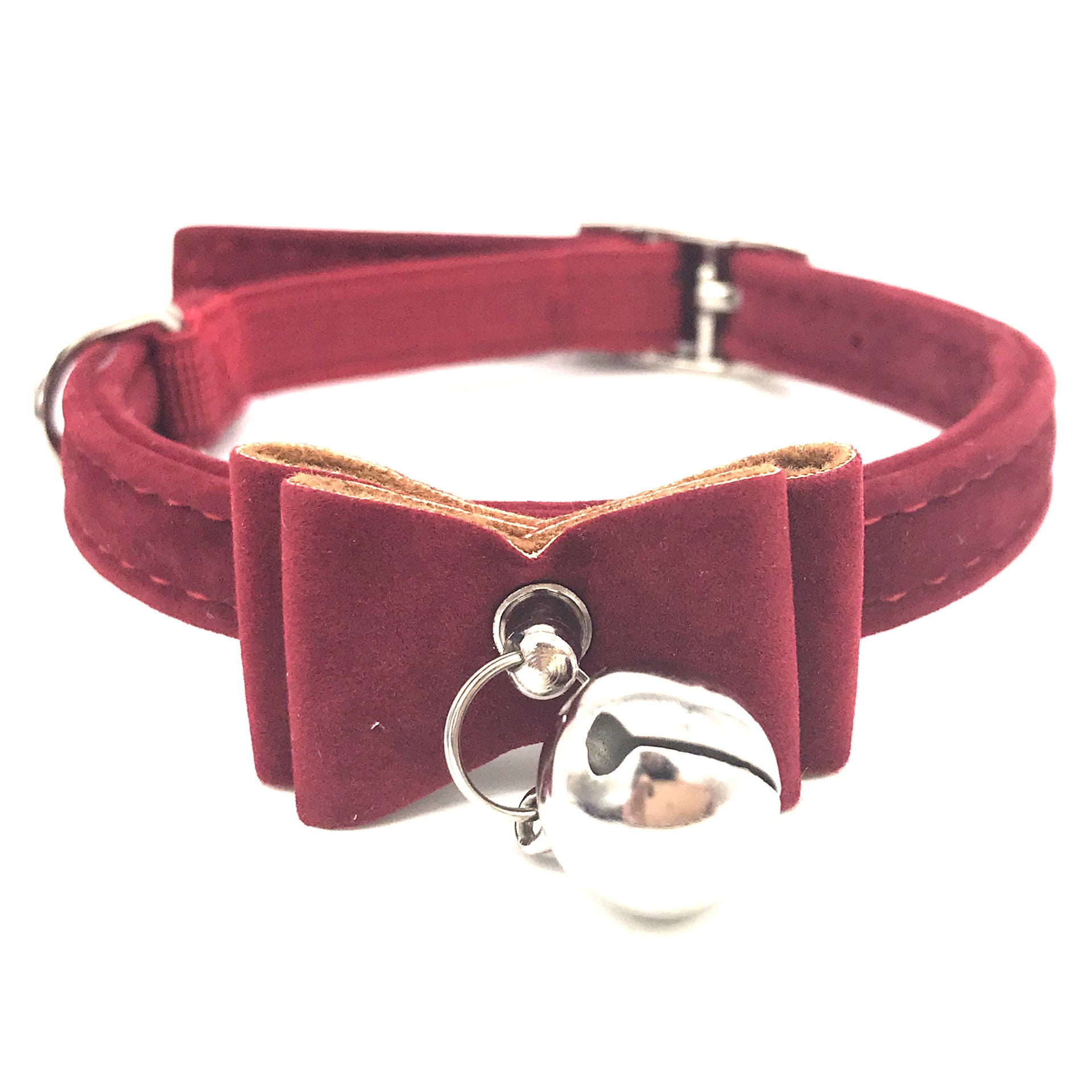KFX-6020797 Flocked Cat Collar with Bell - Soft Flocking Cloth & Metal Button