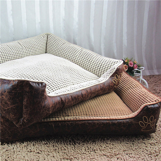 KFX-6022845 Washable Teddy Dog Nest Pad for Golden Retrievers - Comfortable Corn Velvet & Suede Design