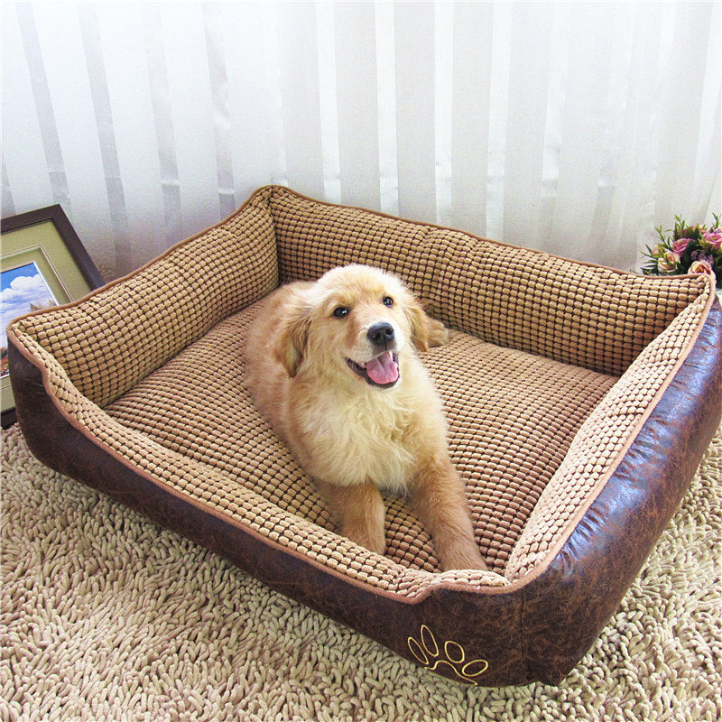 KFX-6022845 Washable Teddy Dog Nest Pad for Golden Retrievers - Comfortable Corn Velvet & Suede Design