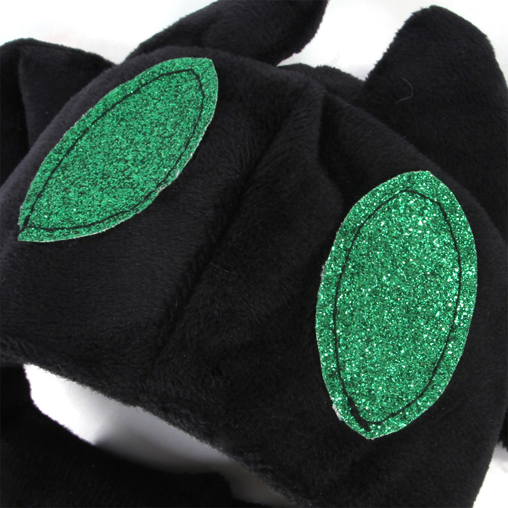 KFX-6023613 Black Bat Hat for Cats - Wool Cartoon Headdress for Pet Dress Up