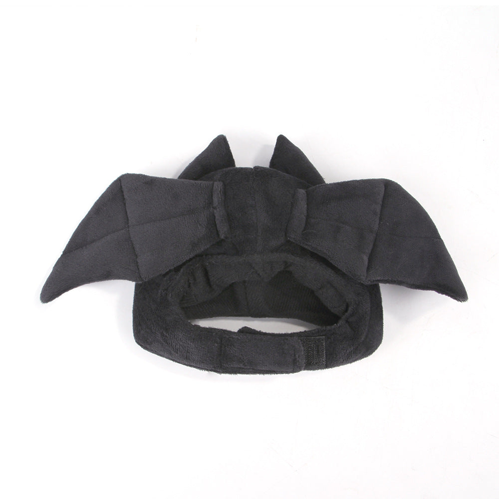 KFX-6023613 Black Bat Hat for Cats - Wool Cartoon Headdress for Pet Dress Up