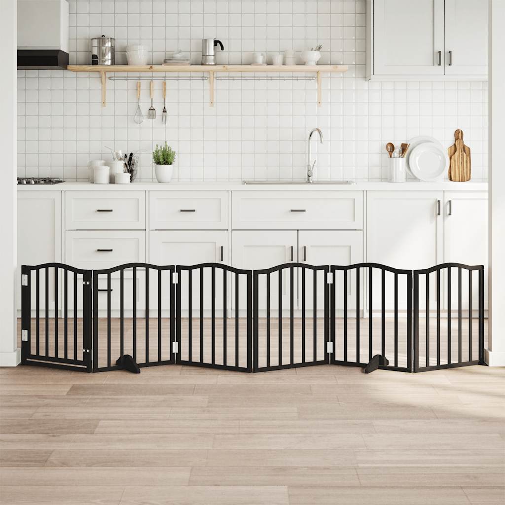 KFX-6023869 Foldable 6-Piece Dog Gate with Door, Durable Poplar Wood, 300 cm Length