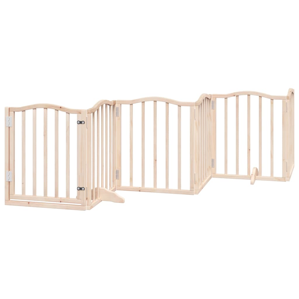 KFX-6023869 Foldable 6-Piece Dog Gate with Door, Durable Poplar Wood, 300 cm Length
