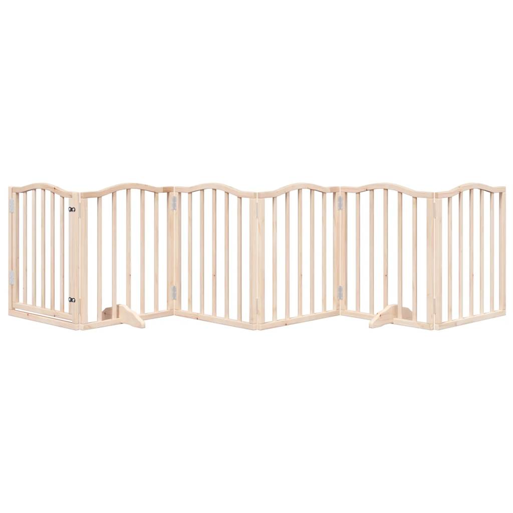 KFX-6023869 Foldable 6-Piece Dog Gate with Door, Durable Poplar Wood, 300 cm Length