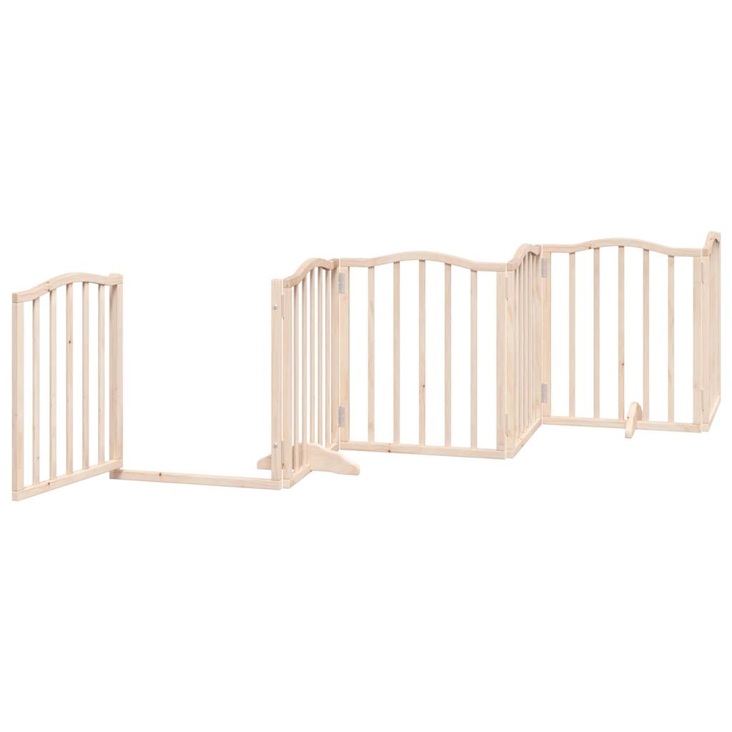 KFX-6023869 Foldable 6-Piece Dog Gate with Door, Durable Poplar Wood, 300 cm Length