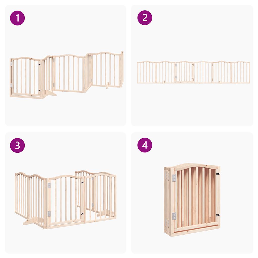 KFX-6023869 Foldable 6-Piece Dog Gate with Door, Durable Poplar Wood, 300 cm Length
