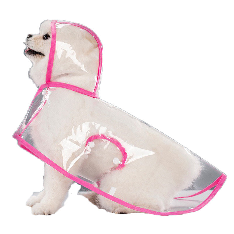 KFX-6024381 Transparent Pet Raincoat with White Edging - Lightweight EVA Material for Dogs in Multiple Sizes