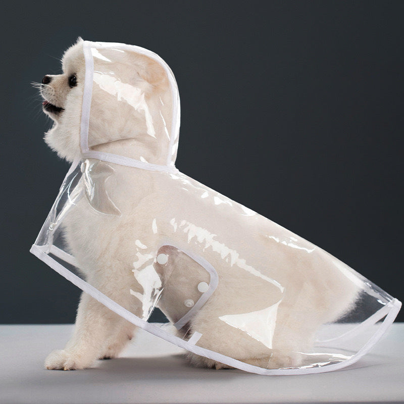 KFX-6024381 Transparent Pet Raincoat with White Edging - Lightweight EVA Material for Dogs in Multiple Sizes