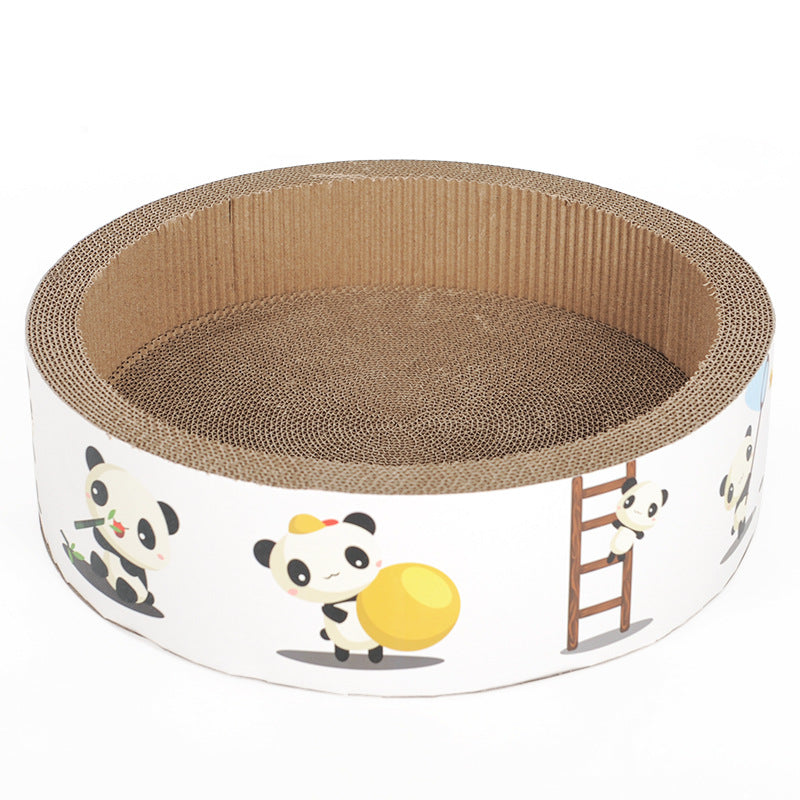 KFX-6024765 Disc Cat Scratching Board - White Panda, Corrugated Paper, 38.5x38.5x11cm