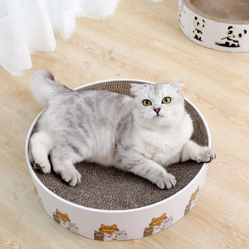 KFX-6024765 Disc Cat Scratching Board - White Panda, Corrugated Paper, 38.5x38.5x11cm