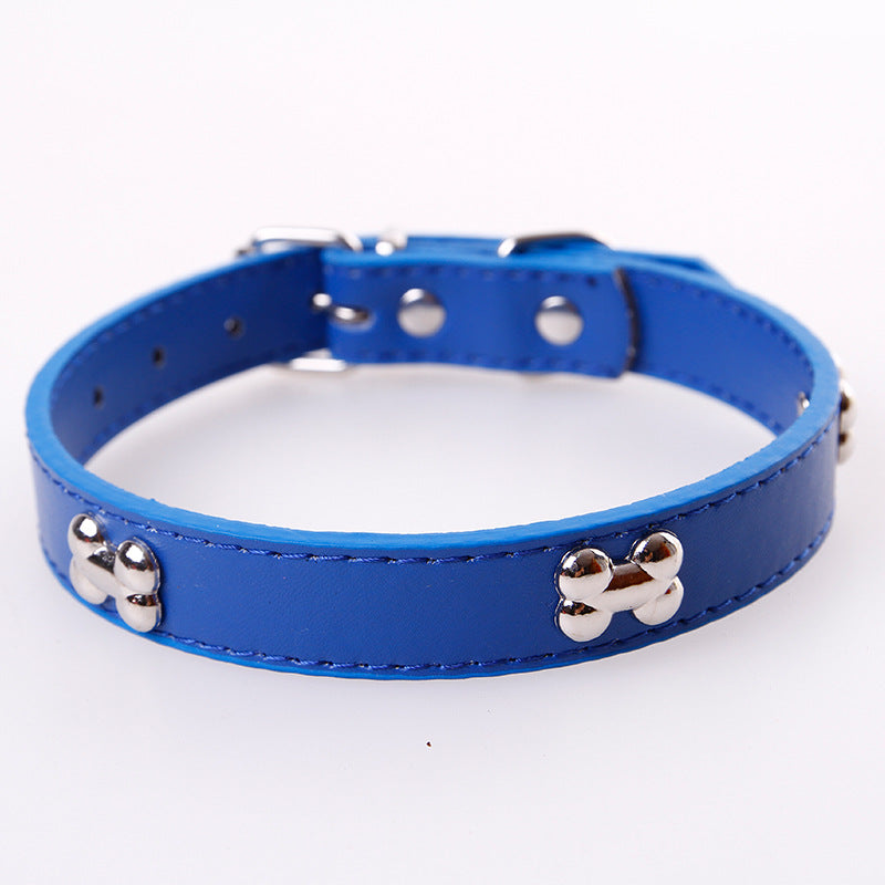 KFX-6026557 Leather Pet Collar for Dogs and Cats - Available in 5 Colors, Durable Material with Metal Accents