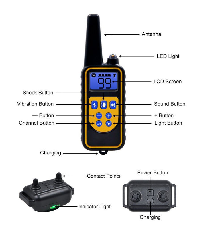 KFX-6027837 Rechargeable Waterproof Dog Bark Control Device with Adjustable Vibration and Shock Settings