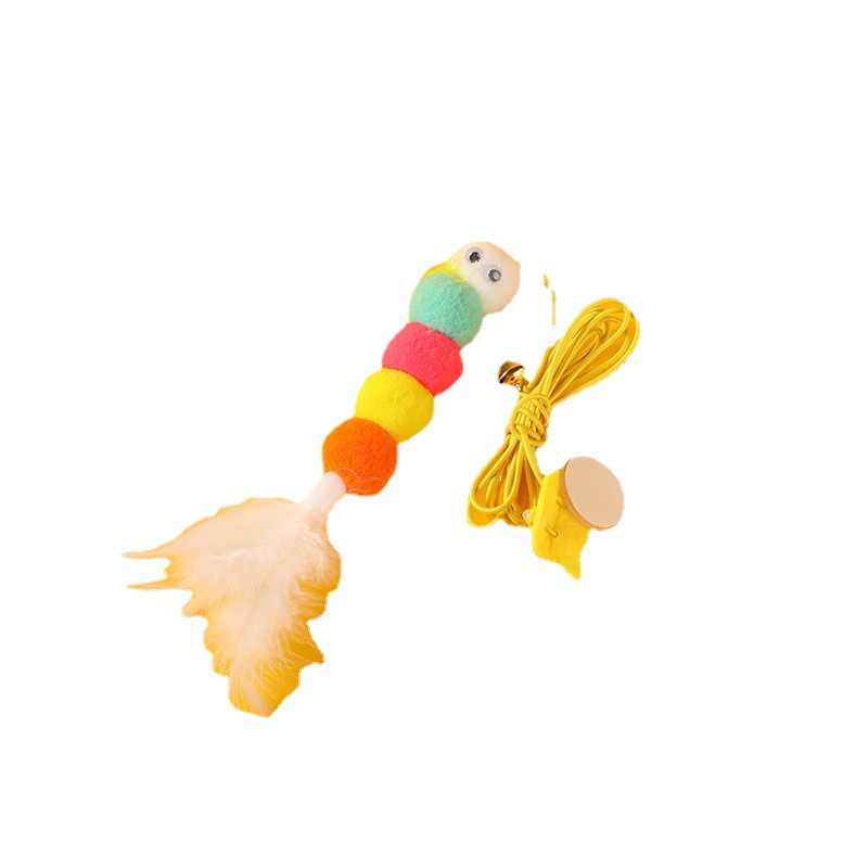 KFX-6029373 Feather and Bug Themed Cat Teaser Stick for Interactive Play