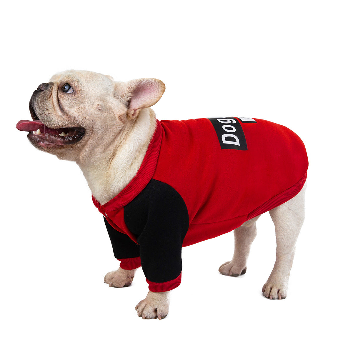 KFX-6029629 Cozy Fleece Sweater for Puppies and Bulldogs in Red and Gray
