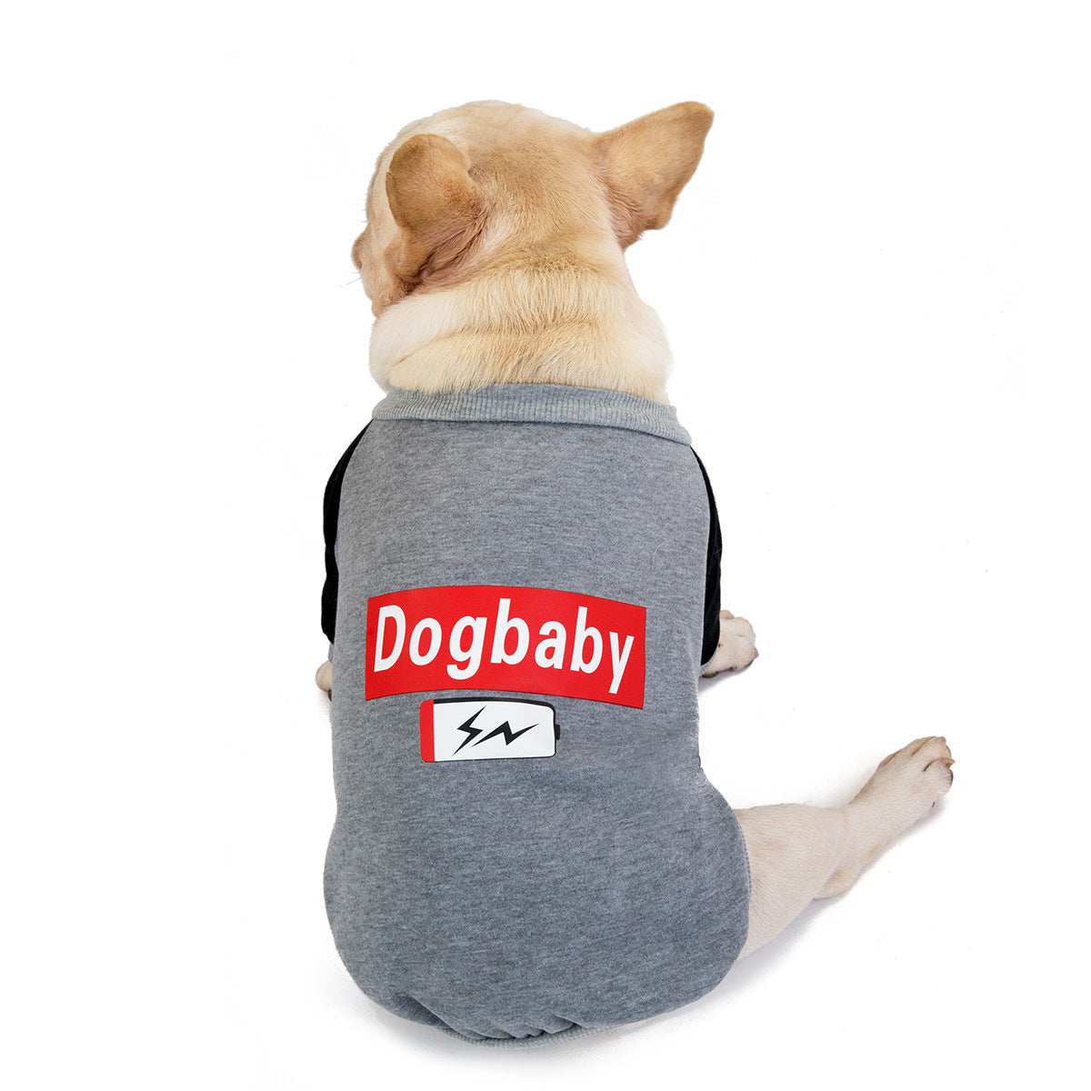 KFX-6029629 Cozy Fleece Sweater for Puppies and Bulldogs in Red and Gray