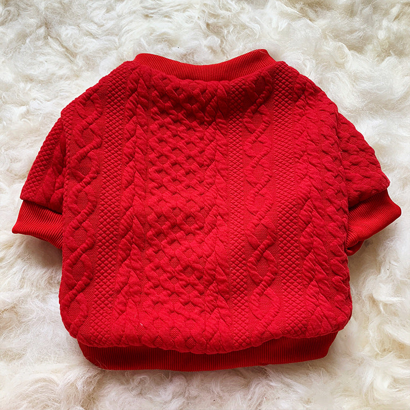 KFX-6030909 Thick Wool Solid Color Casual Pullover Sweater in Red and Grey