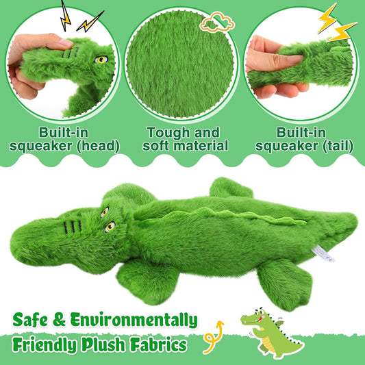 KFX-6031805 Durable Squeaky Crocodile Dog Toy for Aggressive Chewers - Stuffing-Free Plush Interactive Design