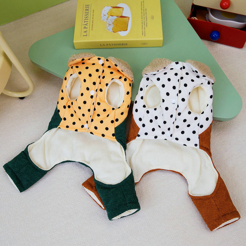 KFX-6031933 Cotton-Padded Autumn and Winter Pet Clothing in Dark Green and Brown, Various Sizes Available