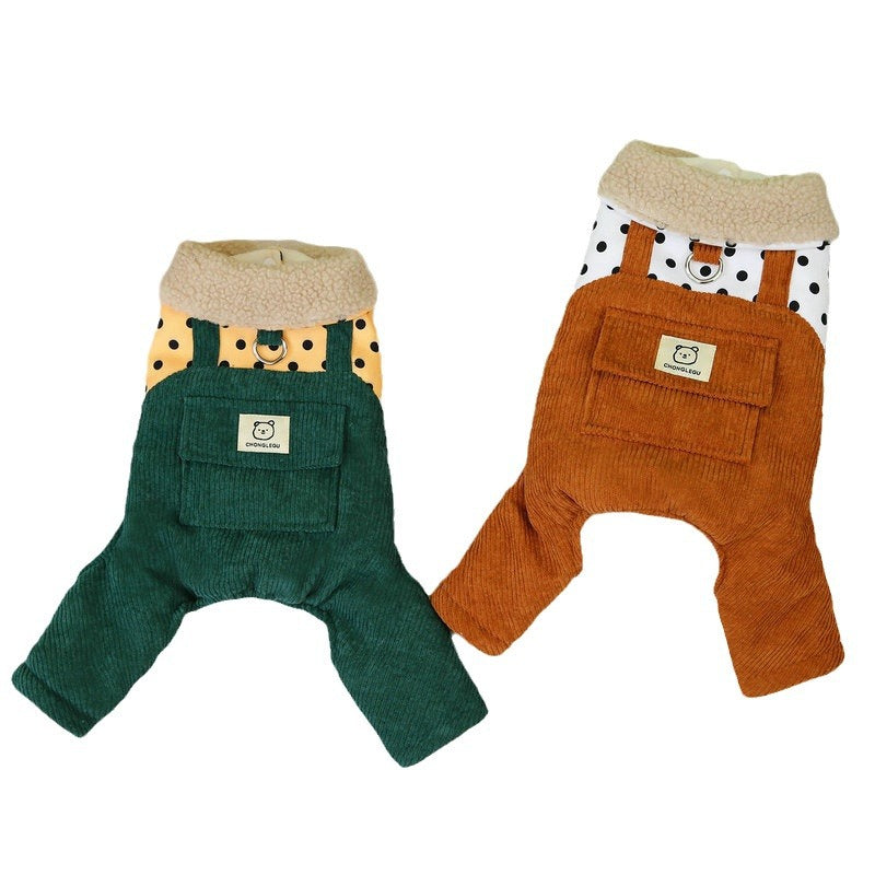 KFX-6031933 Cotton-Padded Autumn and Winter Pet Clothing in Dark Green and Brown, Various Sizes Available