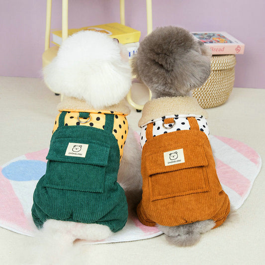 KFX-6031933 Cotton-Padded Autumn and Winter Pet Clothing in Dark Green and Brown, Various Sizes Available