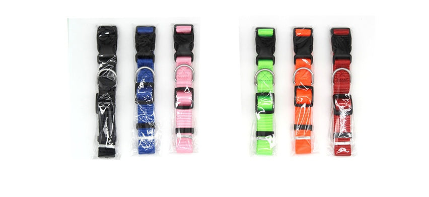 KFX-6032317 Soft Nylon Pet Collar for Dogs and Cats - Adjustable Neck Size with Durable Plastic Buckle and Neoprene Lining