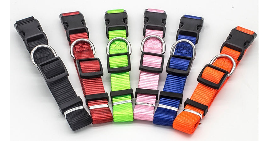 KFX-6032317 Soft Nylon Pet Collar for Dogs and Cats - Adjustable Neck Size with Durable Plastic Buckle and Neoprene Lining