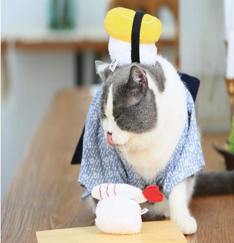 KFX-6032957 Cat Sushi Toy with Catnip, Bite-Resistant Soft Velvet - Sweet Shrimp & Tamago Styles
