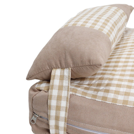 KFX-6033981 Plaid Pet Bed with Removable and Washable Mattress in Khaki and Pink Options