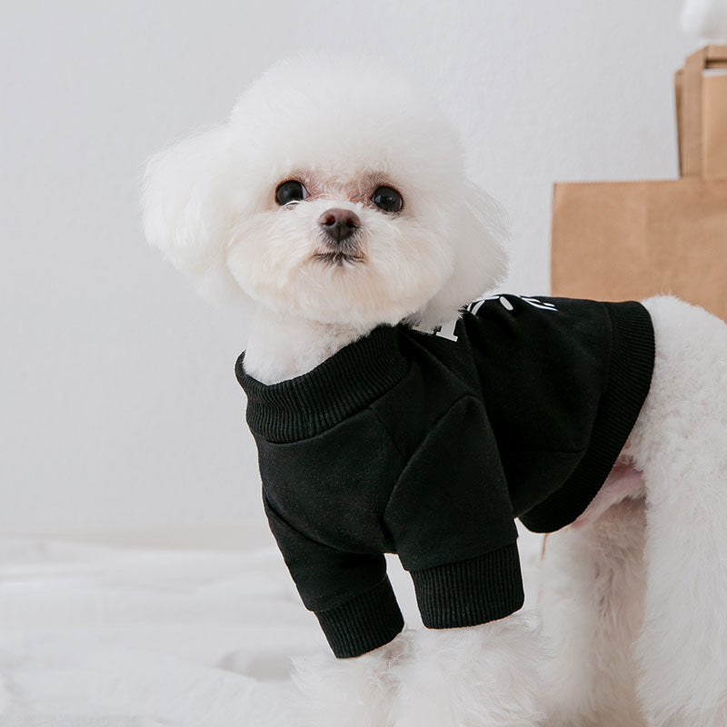 KFX-6035389 Fashionable Dog Sweater with Bear Print in Black and White, Available in Multiple Sizes