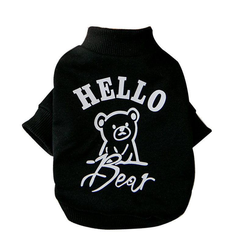 KFX-6035389 Fashionable Dog Sweater with Bear Print in Black and White, Available in Multiple Sizes
