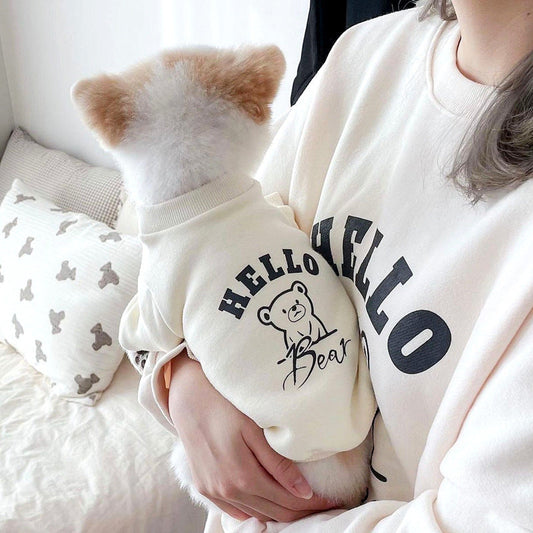 KFX-6035389 Fashionable Dog Sweater with Bear Print in Black and White, Available in Multiple Sizes