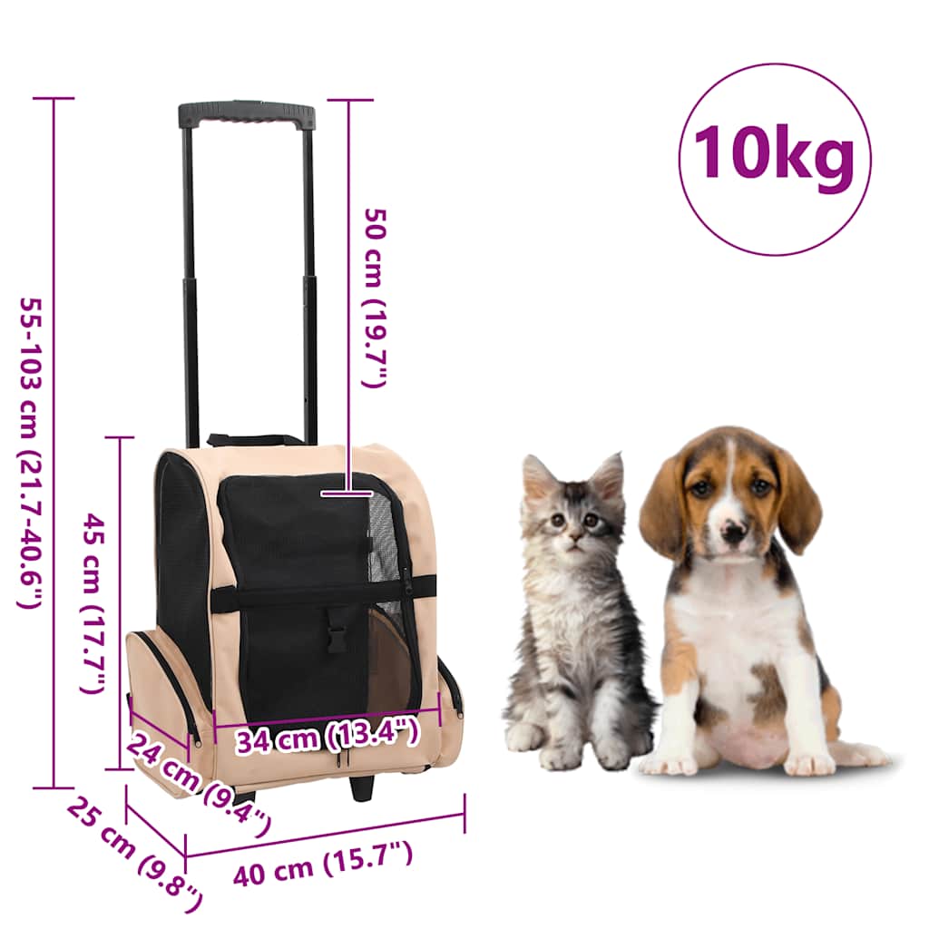 KFX-6035773 Foldable 3-in-1 Pet Trolley for Cats, Dogs, and Small Animals - Lightweight and Ventilated