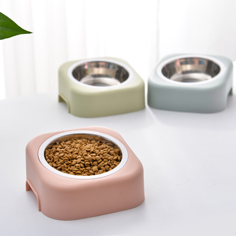 KFX-6036285 Beige Plastic Pet Drinking Bowl for Cats and Dogs - No Wet Mouth Design